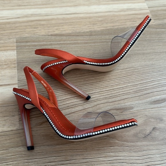 NEW Good American Crystal Crush Heel Sandals - Picture 5 of 7